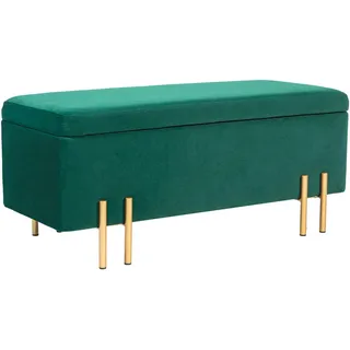 Homcom Truhenbank Metall, Kautschukholz, Schaumstoff Grün , Textil , 40x42x100 cm , Esszimmer, Bänke, Sitzbänke