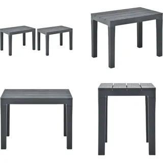 vidaXL Gartenbänke 2 Stk. Anthrazit Kunststoff - Gartenbank - Gartenbänke - Außenbank - Außenbänke - Grau