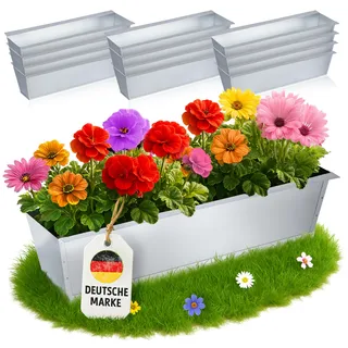 MC-Trend Blumenkasten für Europaletten – verzinktes Metall – wetterfest + rostfrei – Paletten-Balkonkasten mit Ablauflöchern – 38,1x13x9 cm – 247 g – UV beständig – stapelbar – Diverse Sets (12)
