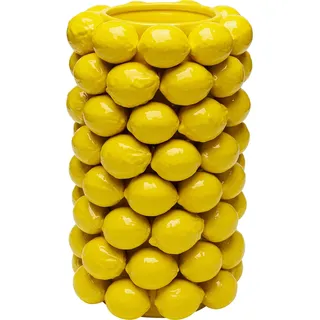 Kare Design Vase Lemon Juice, Gelb, Pflanzengefäß, Deko Vase, Blumentopf, Zitronen Motiv, Porzellan, handgearbeitet, Unikat, 43 cm (H)