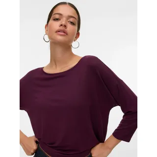 3/4-Arm-Shirt VERO MODA "VMAVA 3/4 TOP JRS GA NOOS", Damen, Gr. XS, rot (winetasting), Jersey, Obermaterial: 95% Lyocell, 5% Elasthan, unifarben, normal, Rundhals, Shirts 3/4-Arm-Shirt, Materialmix, regular fit