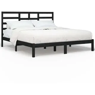 vidaXL Massivholzbett Schwarz 200x200 cm - Schwarz