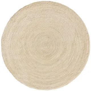 Kunstloft Juteteppich Jutta Ivory ø 80 cm rund , Beige , Naturmaterialen , Beton Optik , Rund , 80x1 cm , Gots , für Fußbodenheizung geeignet , Teppiche und Böden, Teppiche