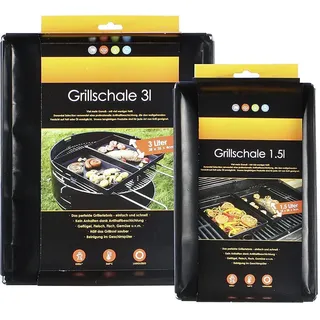 Durandal Grillschale für den Grill und Backofen - 2er Set - Grillmatte für Gasgrill & Holzkohlegrills mit Antihaftbeschichtung - Barbecue Schale Einfache Reinigung - Zubehör - Grillpfannchen