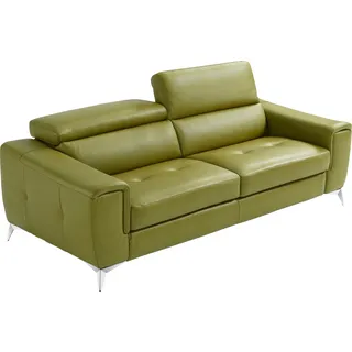 Egoitaliano Schlafsofa »Francine Designsofa, Loungesofa mit Dauerschlaffunktion, Breite 233 cm« mit Bettfunktion, Leder »BULL« salbei, Fußfarbe chrom, grün