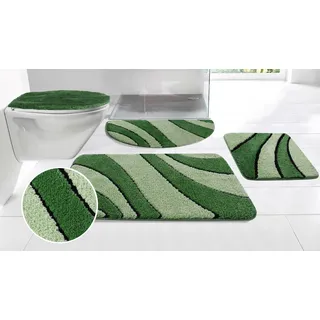 Badematte OTTO HOME "Anna, Badvorleger, Badezimmer Teppich" Gr. 12, dunkelgrün, hellgrün, H:16mm, Polyester, Badematten, Badematte, Badteppich, Hoch Tief Effekt, Modern, Weich, Wellen