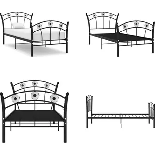 vidaXL Einzelbett mit Fußball Design Schwarz Metall 90x200 cm - Bettrahmen - Metall-Bettrahmen - Bett - Betten - Schwarz