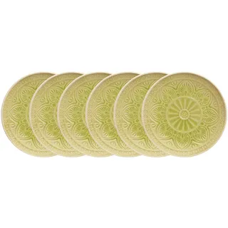 Butlers Teller 6er-Set Sumatra 21 cm , Hellgrün , Keramik , 21x2.5x21 cm , Geschirr, Teller, Speiseteller