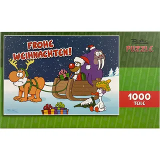 Ralph Ruthe Puzzle - XMAS Frohe Weihnachten 1000 Teile Santa und Rudi