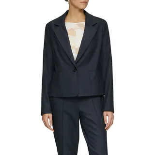 Jackenblazer S.OLIVER BLACK LABEL, Damen, Gr. 40, blau, Web, Obermaterial: 65% Polyester, 32% Viskose, 3% Elasthan. Futter: 100% Polyester, gepunktet, tailliert taillenbedeckt, tiefer V-Ausschnitt, Blazer Jackenblazer, gepunktet, mit 1-Knopfverschluss und Taschen