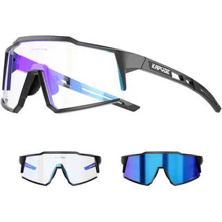 KAPVOE Selbsttönende Fahrradbrille für Herren Damen, TR90 Sportsonnenbrille mit UV400 und rutschfestem Sitz für Rennrad, MTB, Gravel & Laufen, K9022