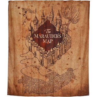 Elbenwald Harry Potter Duschvorhang Wand Banner Karte des Rumtreibers Frontprint 180 x 200 cm Polyester beige