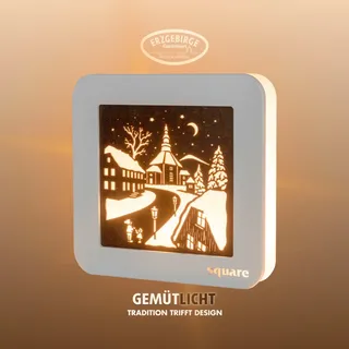 Weigla LED-Bild »Square Standbild Seiffen,Batterie & Timer,WEIẞ-BRAUN,Made in Germany« 1 Stk. tlg. Erzgebirge garantiert, Weihnachtsdeko Innen, Weihnachtsbeleuchtung, braun