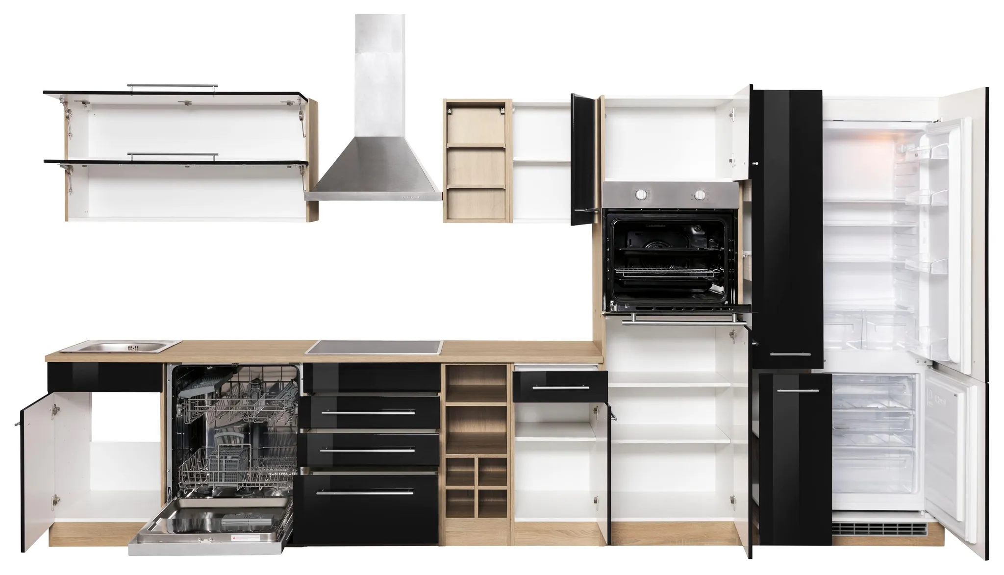 Bild von Küchenzeile »Eton«, ohne E-Geräte, Breite 390 cm, schwarz