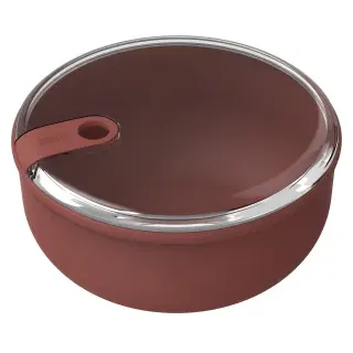 Rotho ELA Frischhaltedose, 0,75 Liter, rund, Mikrowellen geeignet, Auslaufsichere und luftdichte Aufbewahrungsdose aus recycelten Kunststoff, Farbe: iron red