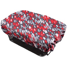 NICE'n'DRY Korbabdeckung wasserdicht - Überzug für Fahrradkorb - Regenschutz-Abdeckung - Regenüberzug Korb mit Gummizug, Farbe:rot-grau