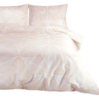 Bettwäsche, dicker, warmer Flanell, 100% Baumwolle 200x220cm 31506-1 Blätter - Beige