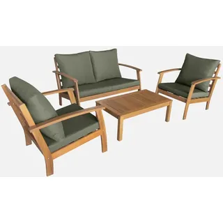 sweeek - Gartenlounge-Set für 4 Personen - Holzfarben - Braun