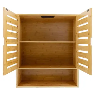 Bambus Wandschrank - wandmontierter Badschrank - 3-stöckiges Regal - doppelte Türen 22 cm - Hängeschrank Badezimmer Organizer