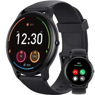 Parsonver Smartwatch Herren mit Telefonfunktion, Fitnessuhr Damen Herren mit Schrittzähler, 100+ Sportmodi, IP68 Wasserdicht, Sportuhr mit Herzfrequenz Schlafmonitor, für Android & iOS,Schwarz,SPROD1