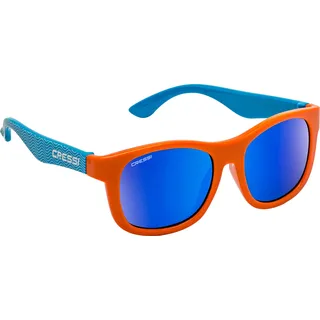 Cressi Unisex – Babys Teddy Sunglasses Polarisiert Kinder Sonnenbrille, Hellblau Wellen/Orange/Spiegelglas Blau, 0/2 Jahre