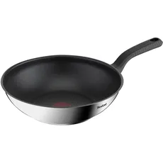 Tefal G7261944 Comfort Max Edelstahl Antihaft-Wok, 28 cm – Silber