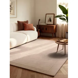 Villeroy & Boch Wollteppich Kari - Weicher Natur Wohnzimmerteppich mit Bordüre, Handgemacht & Natürlich, Modernes Design für Wohnzimmer, Schlafzimmer, Esszimmer, Flur - Natur Beige, 200x300 cm