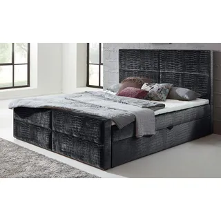 Boxspring Bett Lederbett 200x200cm Hotel Doppelbett Luxus Betten Modernes Neu - Grau