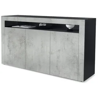 Vladon Sideboard Valencia Beton Oxid Optik/ Beton Oxid Optik , Hellgrau , Holzwerkstoff , 155x92x40 cm , Kleinmöbel, Kommoden, Sideboards