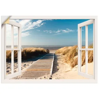 Artland Wandbild »Fensterblick Nordseestrand auf Langeoog«, Fensterblick, (1 St.), als Leinwandbild, Poster, Wandaufkleber in verschied. Größen, weiß