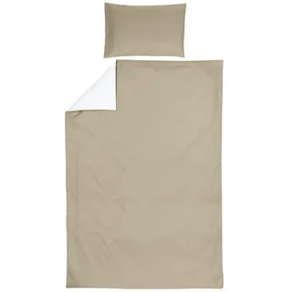 MEYCO Home Uni Bettwäsche für 1-Person (Baumwolle, atmungsaktives Material, einfache Pflege, praktischer Einschlagstreifen, Maße: 140 x 200/220 cm), Taupe/Cremeweiß