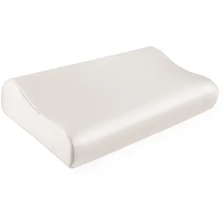 THXSILK 19 Momme Maulbeerseide Kissenbezug für Kontur Gedächtnisschaum Kissen Latex Kissenbezug Cervical Kissenbezug, Hypoallergen Waschbar (50 x 30 x 10/7 cm, Natürliches Weiß)