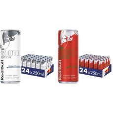 Red Bull Energy Drink White Edition, EINWEG (24 x 250 ml) & Energy Drink Red Edition - 24er Palette Dosen - Getränke mit Wassermelone-Geschmack, EINWEG (24 x 250 ml)