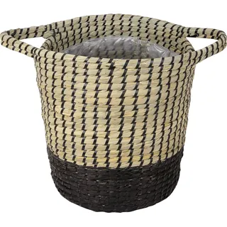 Pflanzkorb Seegras Ø 33 cm x 35 cm Natur-Schwarz