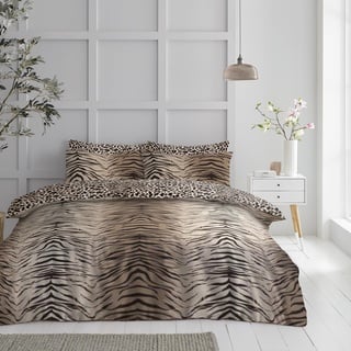 GC GAVENO CAVAILIA Tiger Bettbezug-Set, Tier-Bettwäsche, King-Size-Bett, wendbar, Braun (230 x 220cm)