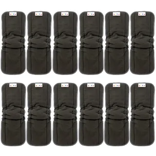 Alva Baby 5 Lagen Charcoal Bamboo Inserts Wiederverwendbare Einlagen für Stoffwindeln mit Seitenfalten (12 Stück) 12FLN-DE