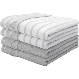 my home Duschtücher »Finn, Duschtücher 70x140cm« Set und Serie, mit Uni Farben und Streifen, 100% Baumwolle, grau