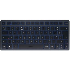 CHERRY KW 7100 MINI BT, Kompakte Multi-Device-Tastatur mit 3 Bluetooth-Kanälen, UK-Layout (QWERTY), Flaches Design, inkl. Transporttasche, Slate Blue
