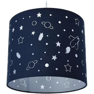 Relaxdays Hängelampe Kinderzimmer, Weltraum-Motiv, HxD: 131 x 30 cm, Pendellampe für Mädchen & Junge, Kinderlampe, blau