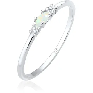 Elli Ring Damen Vintage mit Zirkonia Kristallen und Opal in 925 Sterling Silber
