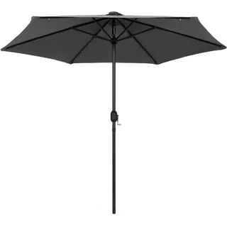 vidaXL Sonnenschirm mit LED-Beleuchtung und Alu-Mast 270 cm Anthrazit - Grau