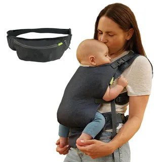 Infantino & Go 2-in-1-Babytrage, Kompakt & Leicht, Verstellbar, für Babys mit einem Gewicht von 5,5 bis 18 kg, Grau