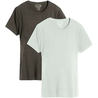 Umstandsshirt BONPRIX, Damen, Gr. 44/46 (L), anthrazit meliert, hellschilf, Jersey, Obermaterial: 60% Baumwolle, 40% Polyester, unifarben, lässig geschnitten hüftbedeckend, Rundhals, Shirts Umstandsshirt, lässige Passform, Kurzarm, mit Stillfunktion
