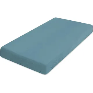 MUSLIN Laken mit Gummizug 60x120x10 in Box Türkis - Türkis