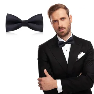 Fliege Herren, Klassische Einfarbig Fliegen für Männer, Schmale Smoking Fliege Schleife mit Haken, Einstellbar Bow Tie für Hochzeit Party(Schwarz)