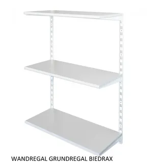 Biedrax Wandregal - Grundregal 50 x 80 x 100 cm, Farbe weiss - 3 Fachboden grau