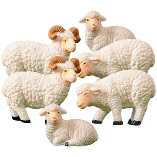 SOIMISS 6 Stück Miniatur-Schaffiguren Resin Garten Deko Tiere Figuren für Mikro Landschaft Balkon Tisch Dekoration Schafe für Krippe Und Bonsai ZubehöR