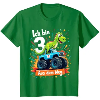 Kinder Ich Bin 3 Dinosaurier Monstertruck Kindergeburtstag T-Shirt