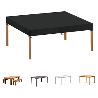 Gartentisch Abdeckung 140x90x15cm Schwarz 420D Oxford Wasserdicht UV-Beständig - Schwarz