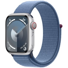 Bild von Watch Series 9 GPS + Cellular 41 mm Aluminiumgehäuse silber, Sport Loop winterblau One Size